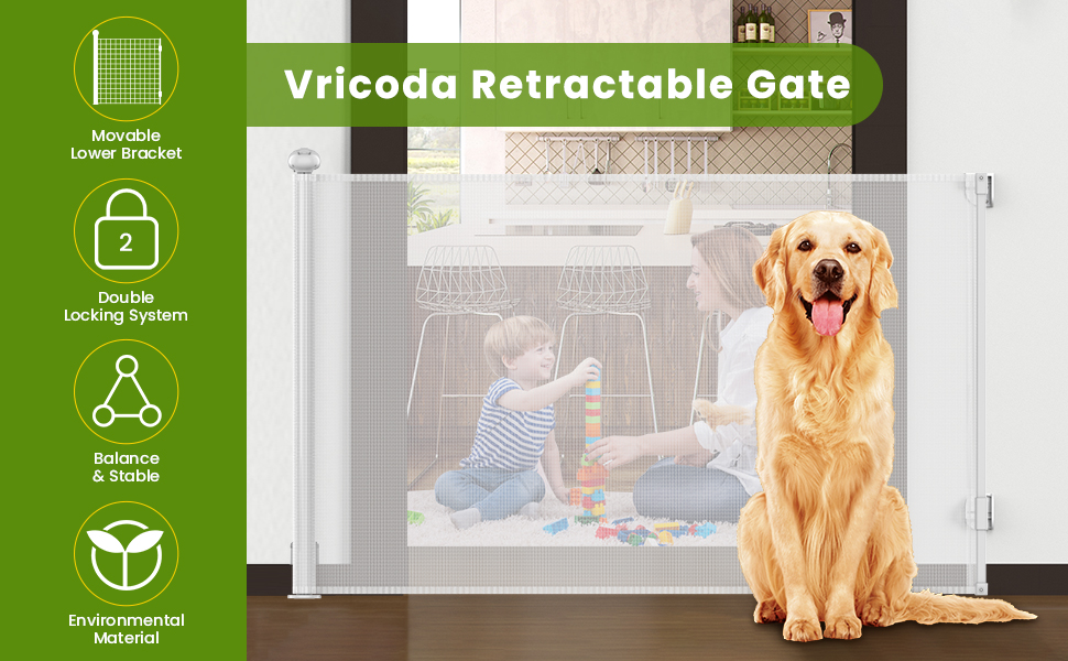 Amazon.com: Vricoda Retractable Dog Gate 34